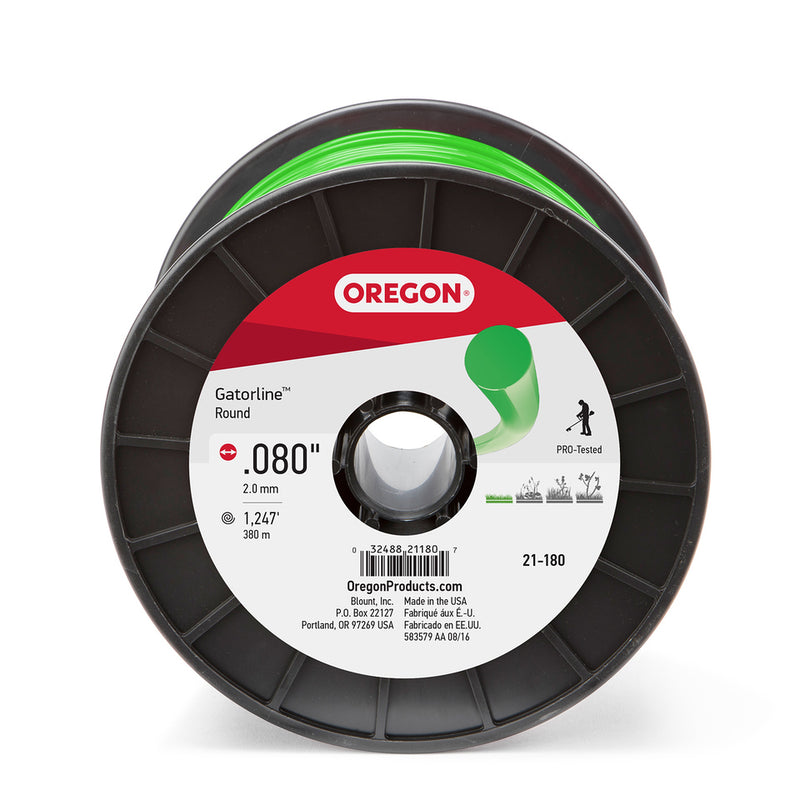 Oregon Trimmer Line - 21-180 - Green Gatorline - Round - .080" Gauge, 3 lb. Spool, 1248 Feet