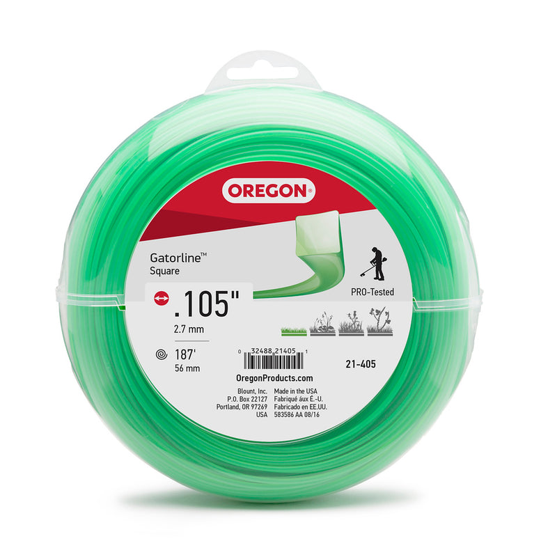 Oregon Trimmer Line - 21-405 - Green Gatorline - Square - .105" Gauge, 1 lb. Donut, 179 Feet