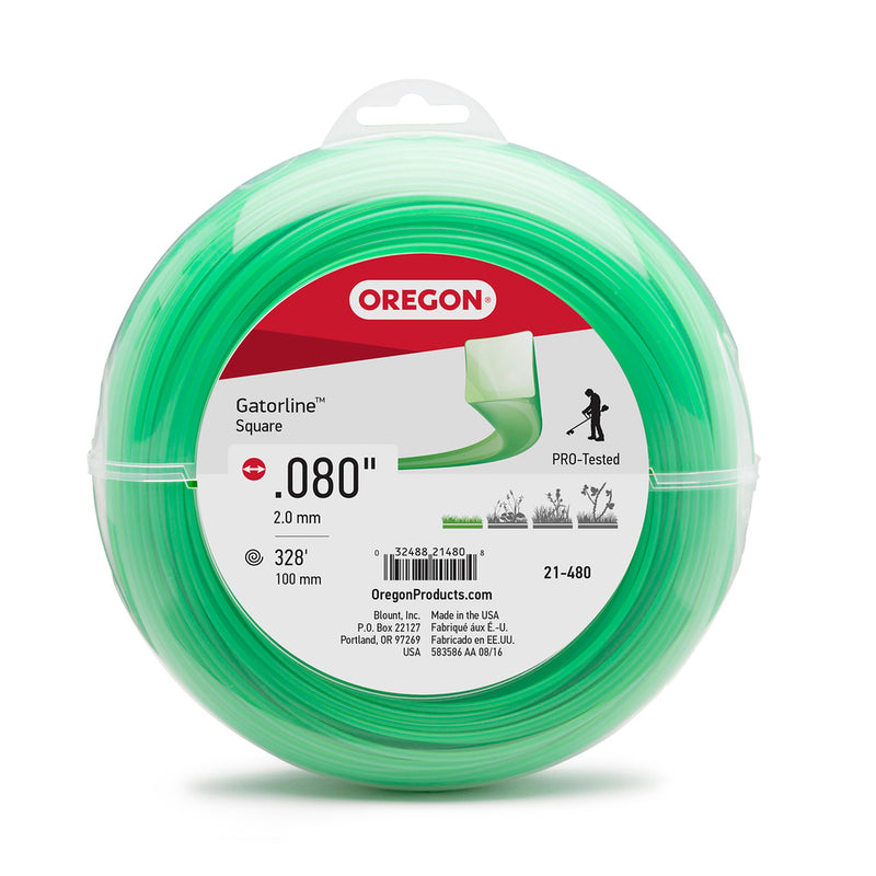 Oregon Trimmer Line - 21-480 - Green Gatorline - Square - .080" Gauge, 1 lb. Donut, 327 Feet