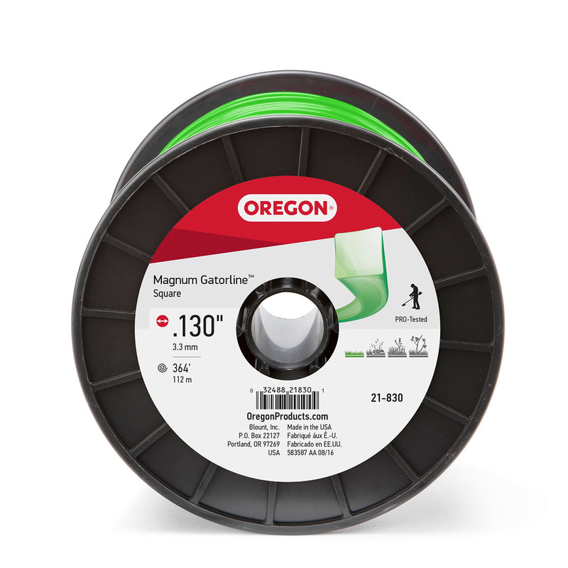 Oregon Trimmer Line - 21-830 - Green Gatorline - Square - .130" Gauge, 3 lb. Spool, 360 Feet