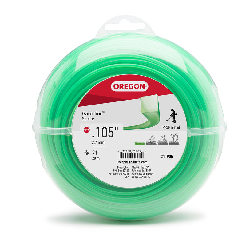 Oregon Trimmer Line - 21-905 - Green Gatorline - Square - .105" Gauge, 1/2 lb. Donut, 90 Feet