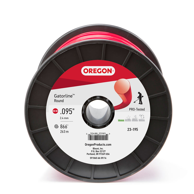 Oregon Trimmer Line - 23-195 - Red Gatorline - Round - .095" Gauge, 3 lb. Spool, 867 Feet