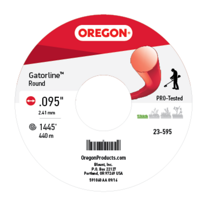 Oregon Trimmer Line - 23-595 - Red Gatorline - Round - .095" Gauge, 5 lb. Spool, 1445 Feet