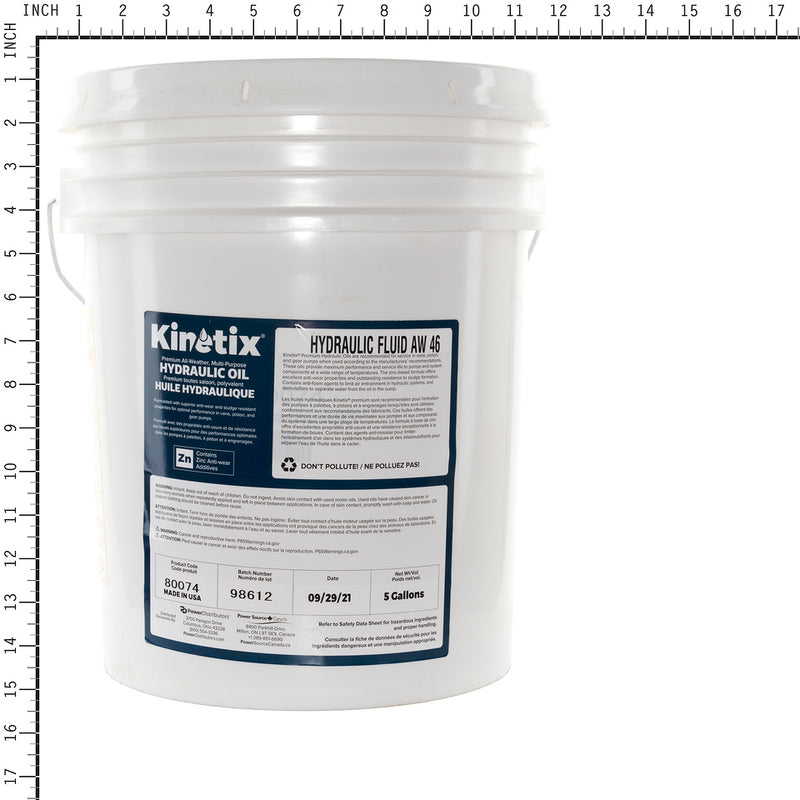 Kinetix - 80074 - AW46 Hydraulic Fluid, 5 Gallon Pail