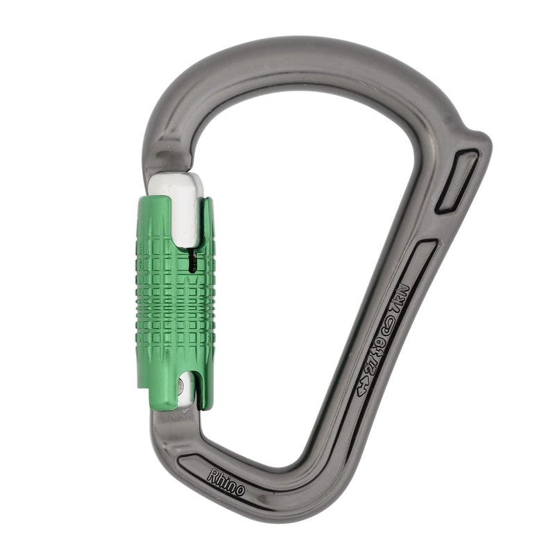 KMM - A547 - Titanium/Green Rhino HMS Locksafe Aluminum Carabiner