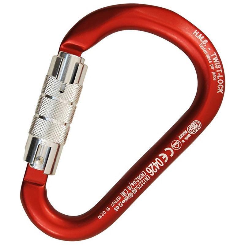 KONG - KNG786 - Red HMS Pear-Shaped Aluminum Carabiner